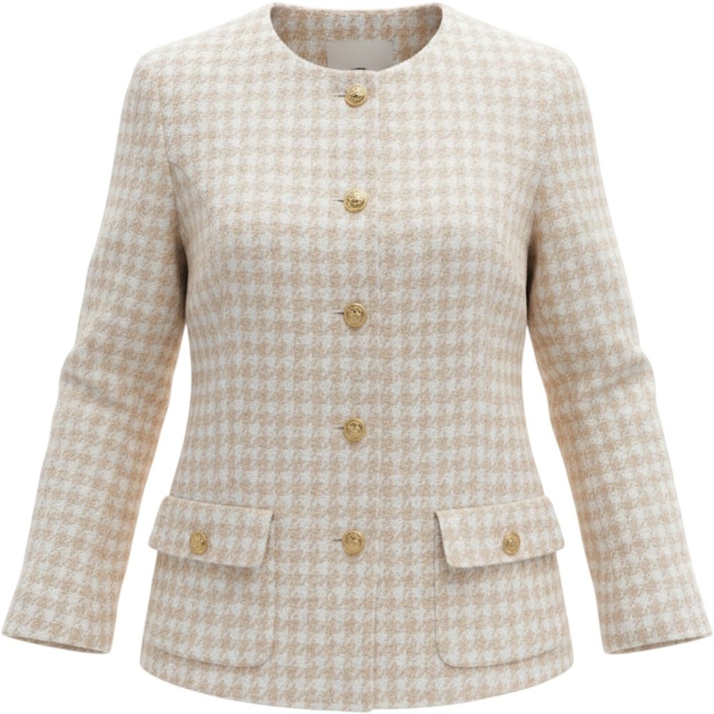 Anine Bing Janet Jacket Women XS Multi Houndstooth Tweed Preppy Luxury NWT
